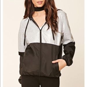 Forever 21 silver & black windbreaker
